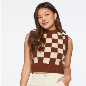 NEW Checkered Cropped Sweater Vest (Size M)